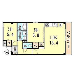 &VILLA 2LDKの間取図画像