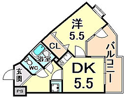 OSビル 1DKの間取図画像