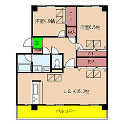 グランシャリオ 2LDKの間取図画像