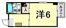 ロイヤルハイツ武庫之荘 1Kの間取図画像