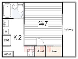 シオン塚口 1Kの間取図画像