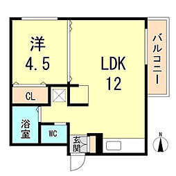 シェリル塚口 1LDKの間取図画像