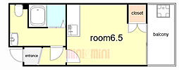 あじさい7 ワンルームの間取図画像