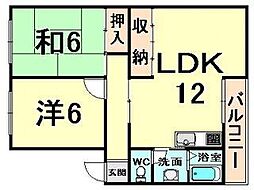 クローカスハイツ 2LDKの間取図画像