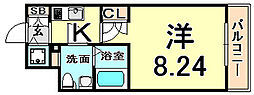 エス・キュート尼崎2 1Kの間取図画像
