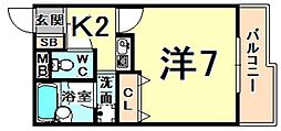 ハイツアルペンアイガー 1Kの間取図画像