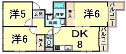 アビタ・コア3棟 3DKの間取図画像
