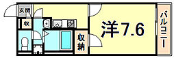 クレイノ初島 1Kの間取図画像