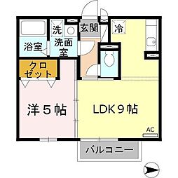 ヴァンソレイユ 1LDKの間取図画像