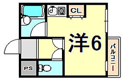 ベルトピア立花3 ワンルームの間取図画像