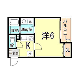 ALEGRIA尼崎西本町 1Kの間取図画像