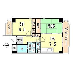 加島フラット 2DKの間取図画像