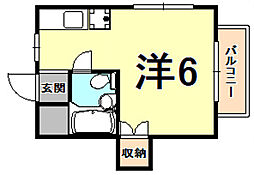 ヒルズ武庫之荘 ワンルームの間取図画像