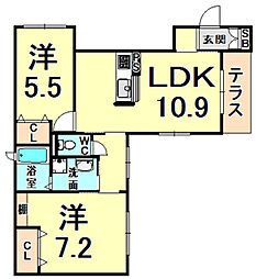 ベールプラザ 2LDKの間取図画像