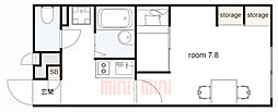 レオパレス近松 1Kの間取図画像