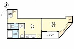 ルミナス尼崎 1DKの間取図画像