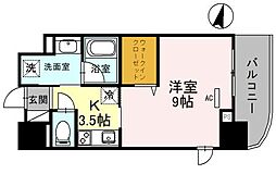 エトワール尼崎 1Kの間取図画像