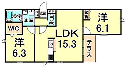 ヘーベルメゾン武庫北 2LDKの間取図画像