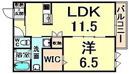 プロヴァンスコート 1LDKの間取図画像