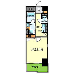 メルベーユ西淀 1Kの間取図画像
