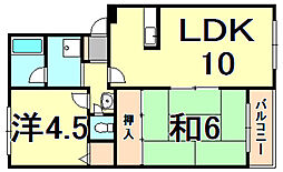 グランディアルネ伊丹 2LDKの間取図画像