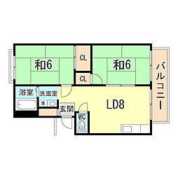 エクセル武庫川2 2LDKの間取図画像