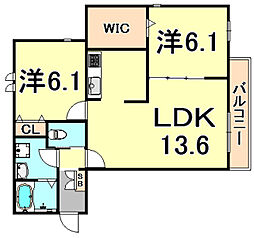 マルセイユコート 2LDKの間取図画像