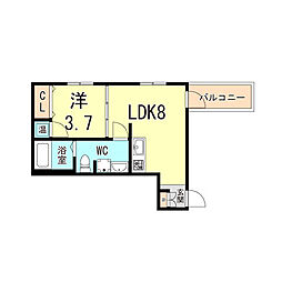 メゾンドF03 1LDKの間取図画像