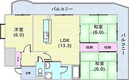 サンルイス武庫之荘 3LDKの間取図画像