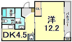 パークグリーン中島 1DKの間取図画像