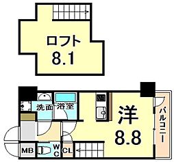 エスリード大阪シティーウエスト ワンルームの間取図画像