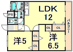 サリーコート元浜 2LDKの間取図画像