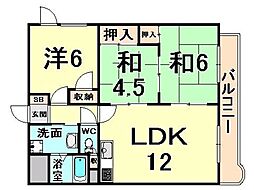 ツインパレス武庫 3LDKの間取図画像
