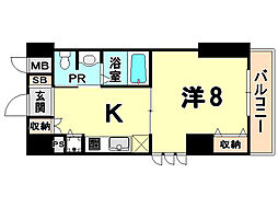 アーデン塚口 1DKの間取図画像