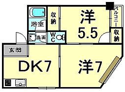 第2永昌ビル 2DKの間取図画像