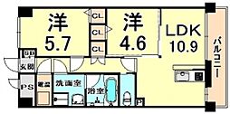 リッシェルヴィラ 2LDKの間取図画像