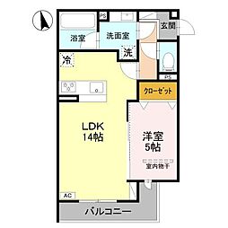 尼崎市南武庫之荘3丁目アパート 1LDKの間取図画像
