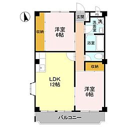 フリーダム武庫の里1棟 2LDKの間取図画像