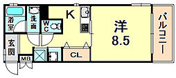 スヴニール/イグレック 1Kの間取図画像