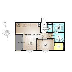 REGALEST LA NAUAGE 武庫川 1LDKの間取図画像