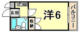 サンガーデンルーム2 1Kの間取図画像