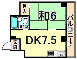 エクセレント伊丹 1DKの間取図画像