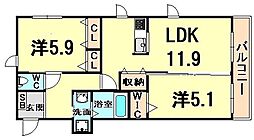 ネオサンライズ 2LDKの間取図画像