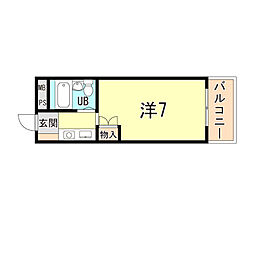 アメニティ塚口 1Kの間取図画像