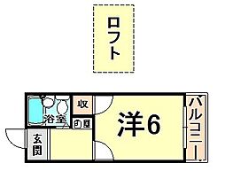HILLS高台 1Kの間取図画像