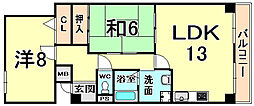 リベルテ・セオミ 2LDKの間取図画像