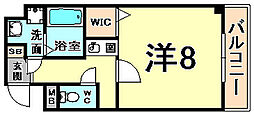 エールスタージュ伊丹 1Kの間取図画像