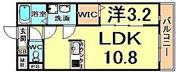グラント塚口 1LDKの間取図画像