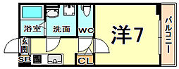 A-style武庫川 1Kの間取図画像
