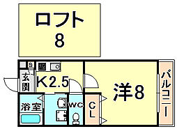 礎 1Kの間取図画像